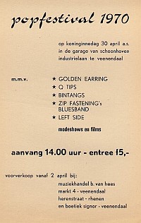 Golden Earring show announcement April 30, 1970 Popfestival'70 - Veenendaal